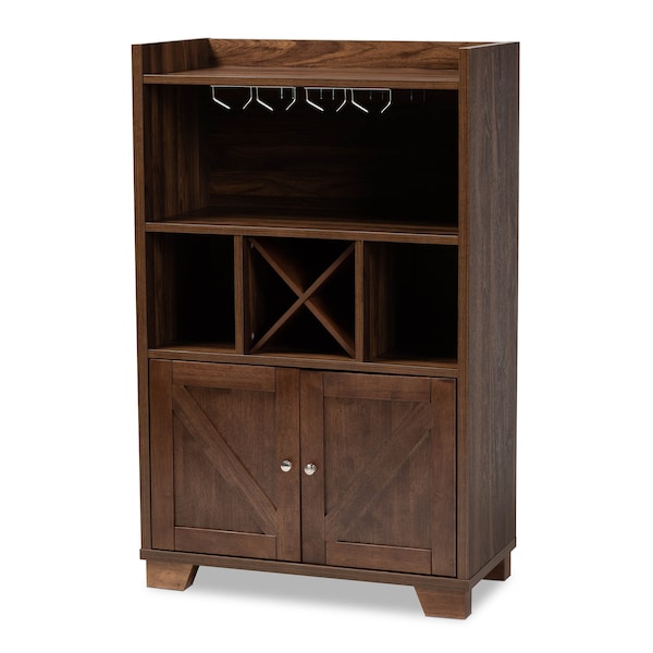 Baxton Studio Carrie Walnut Brown Finished Wood Wine Storage Cabinet 163-10443 - main